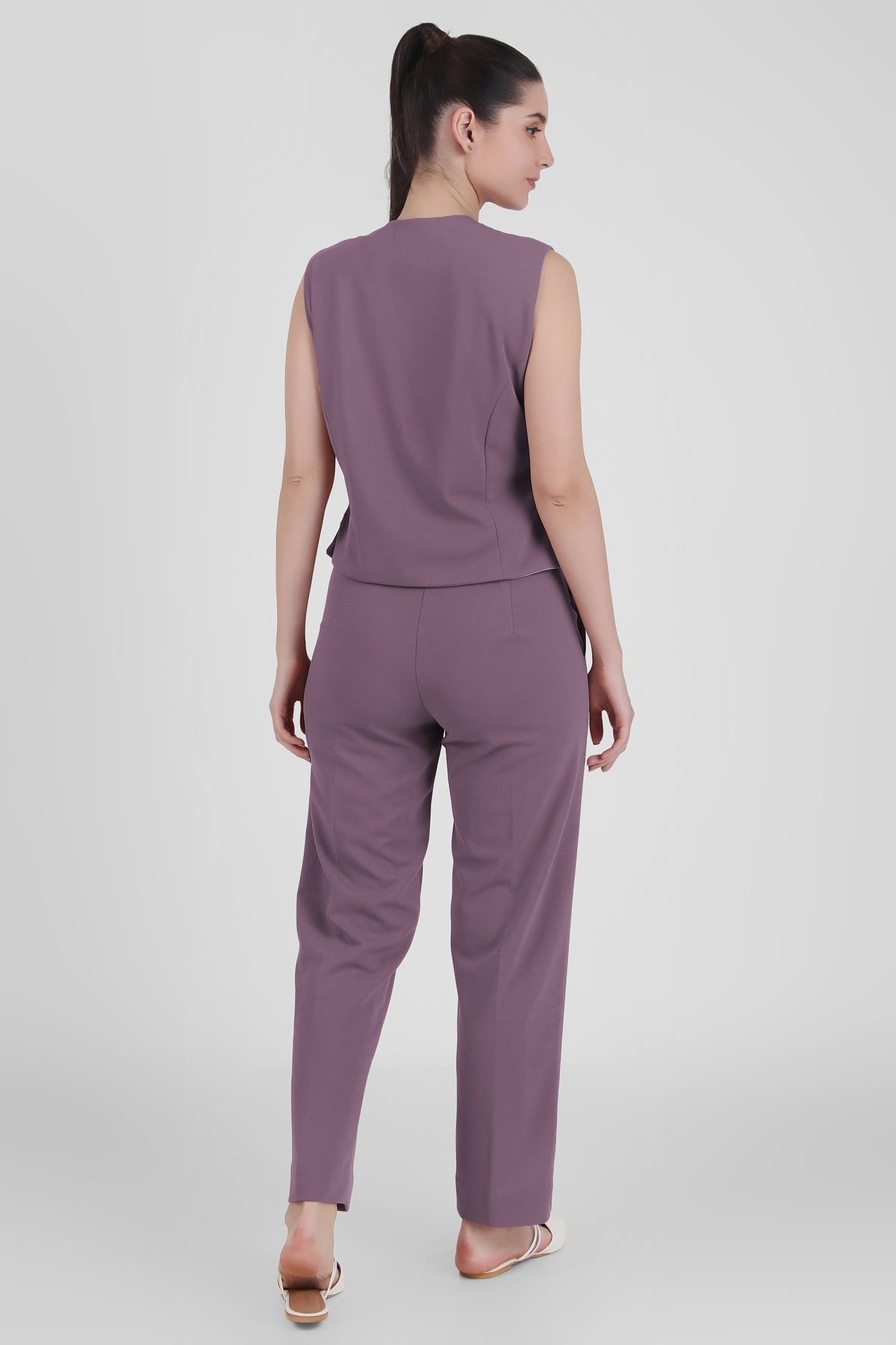 Waistcoat And Trousers Co-ord Set - Dusky Mauve