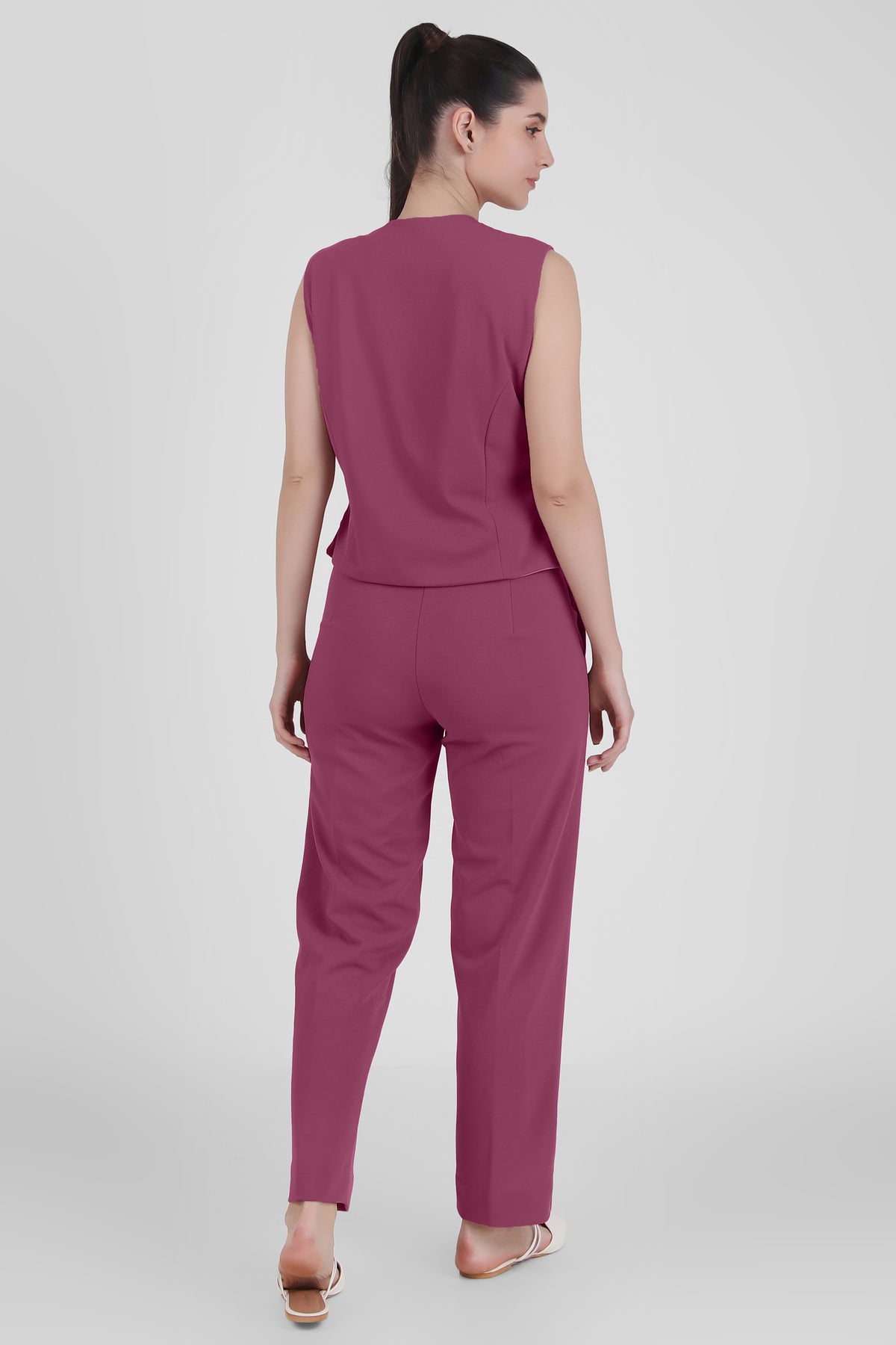 Waistcoat And Trousers Co-ord Set - Dusky Mauve