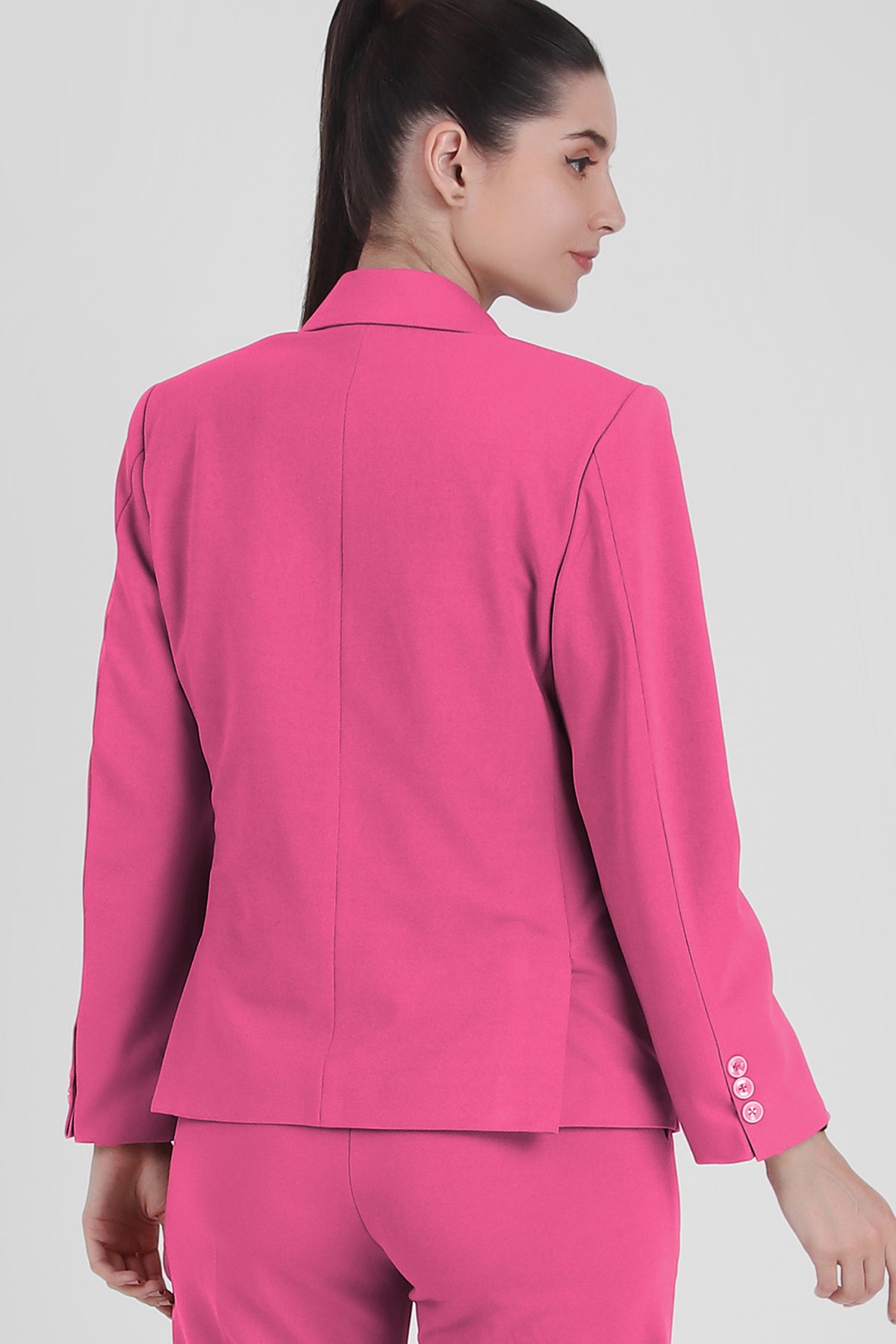 Stretch Crepe Single Breasted Blazer, Pink