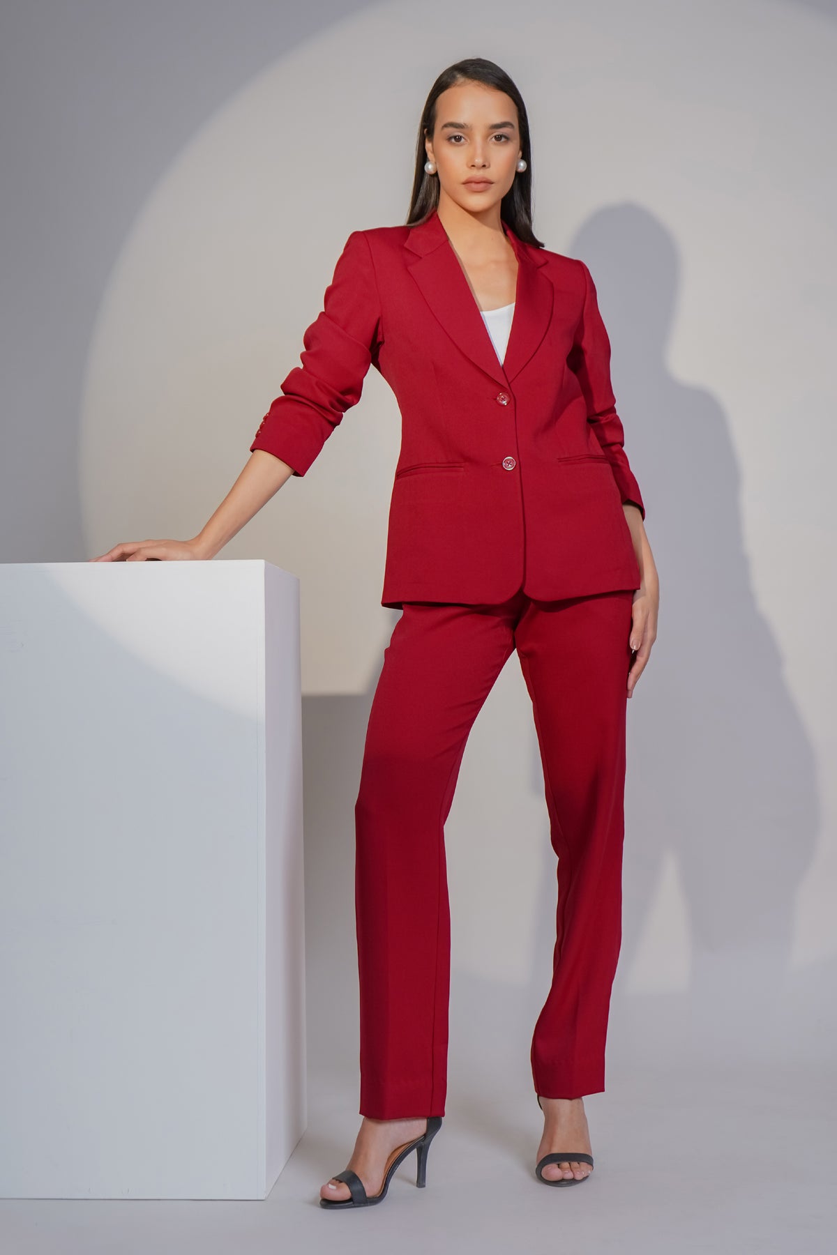 Eternal Office Blazer with Pants Power Suit, Red