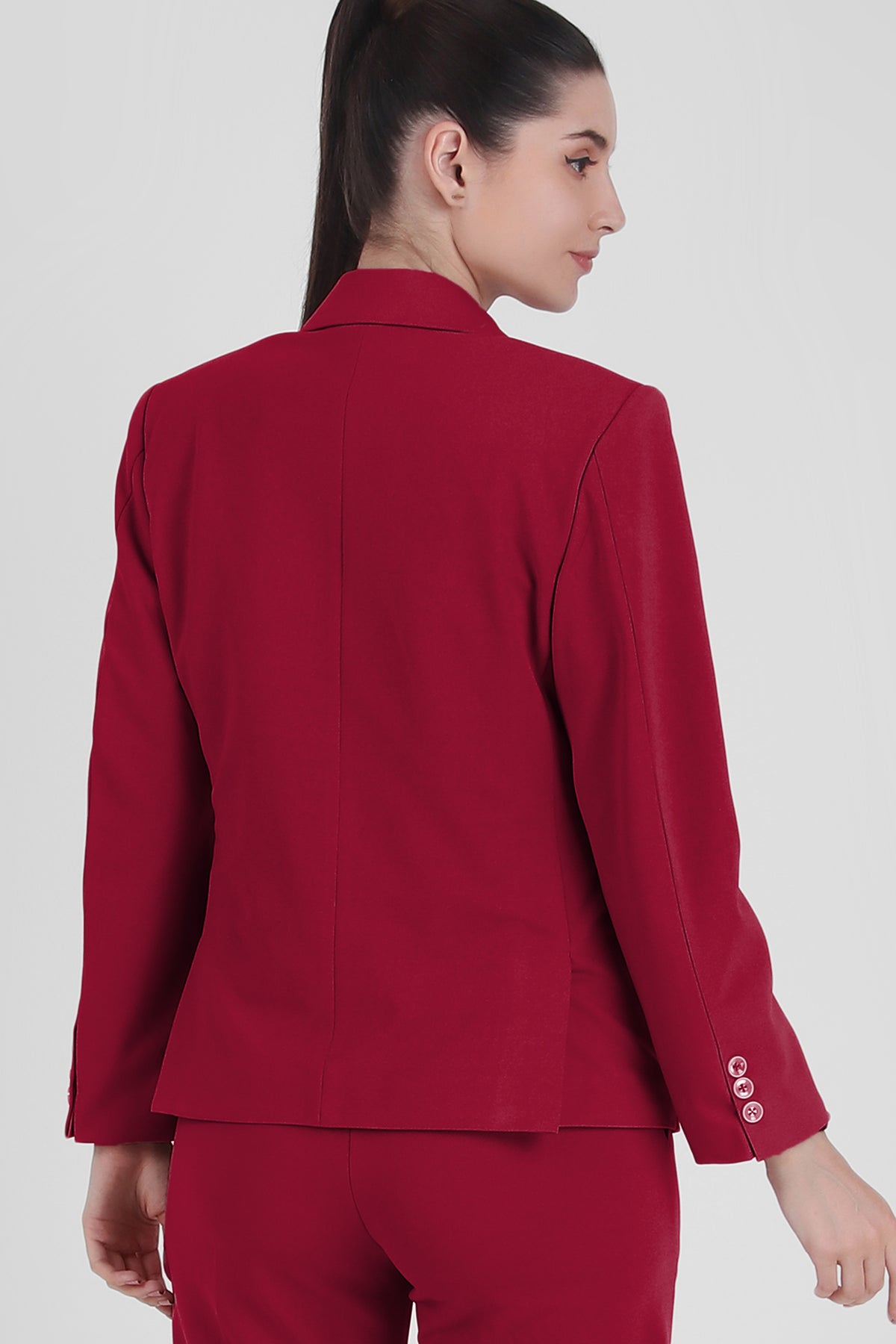 Stretch Crepe Single Breasted Blazer, Red