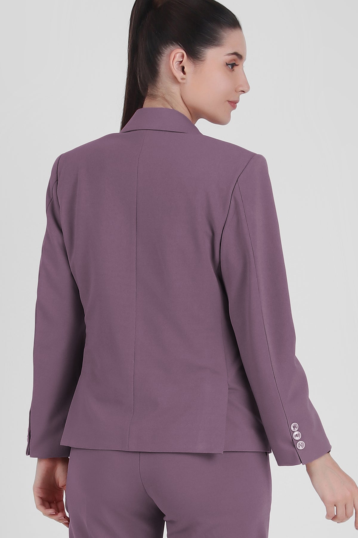 Stretch Crepe Single Breasted Blazer, Dusky Mauve