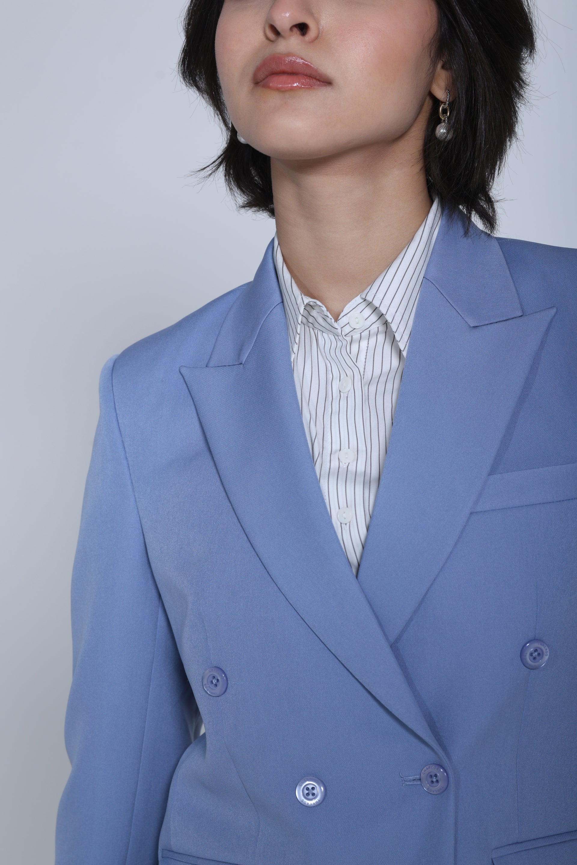 Limitless Command Double-Breasted Blazer – Denim Blue