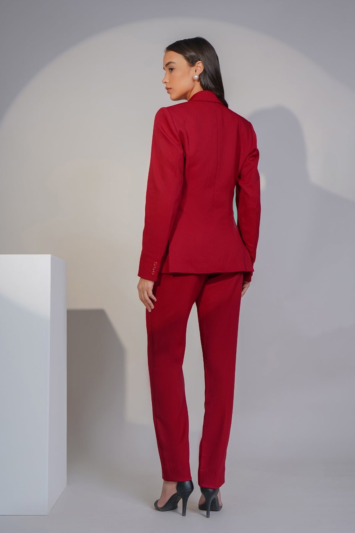 Eternal Office Blazer with Pants Power Suit, Red