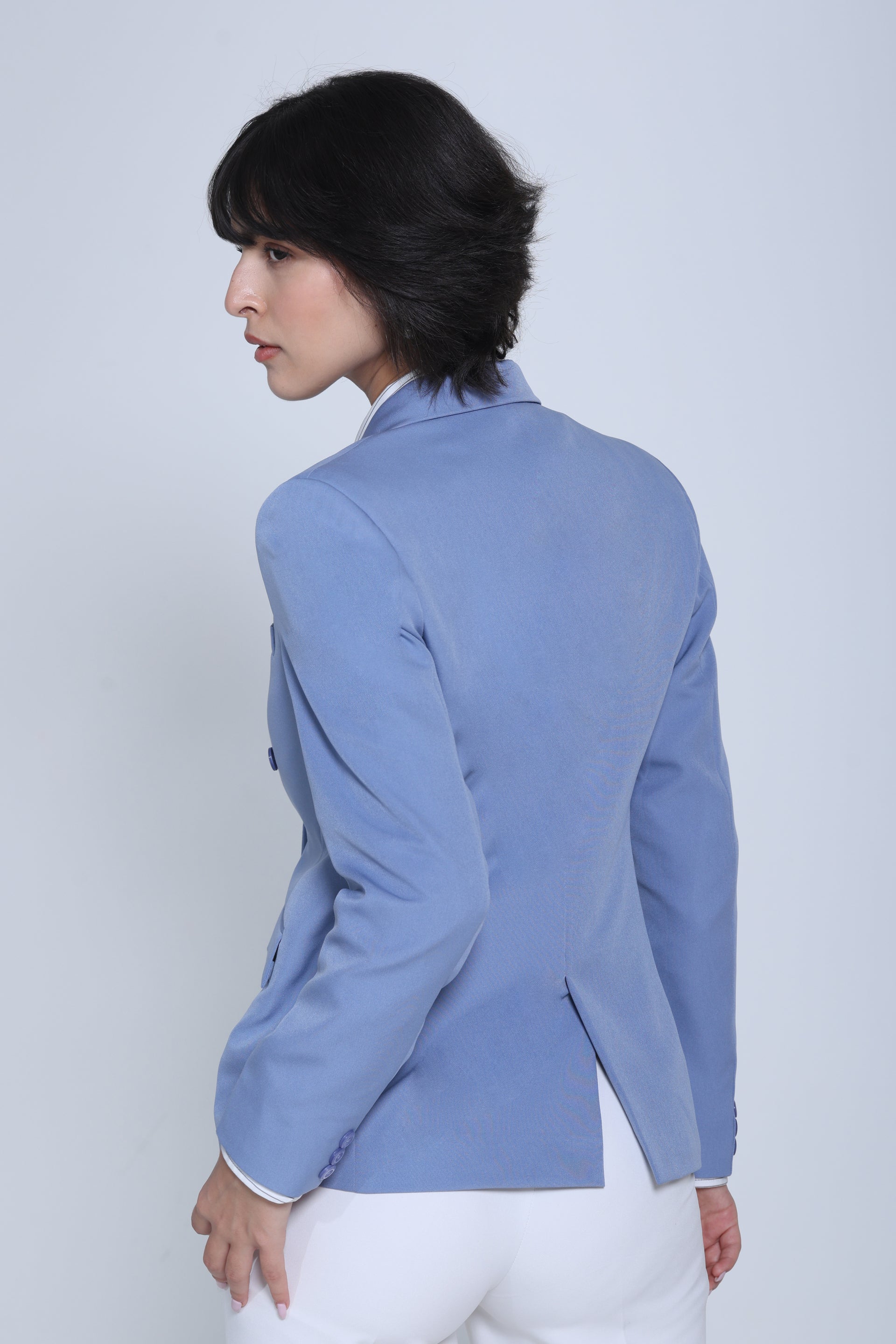 Limitless Command Double-Breasted Blazer – Denim Blue