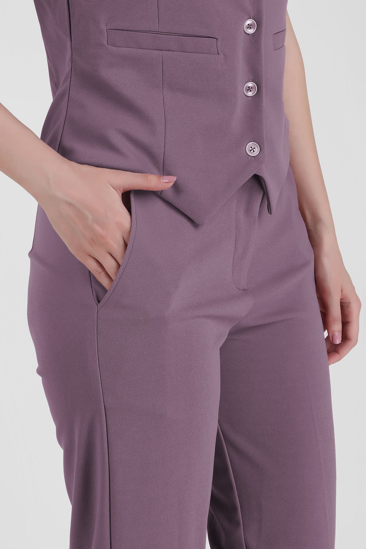 Waistcoat And Trousers Co-ord Set - Dusky Mauve