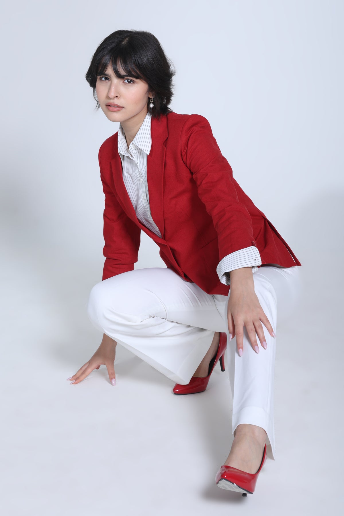 Classic Structure Belgian Linen Blazer – Red