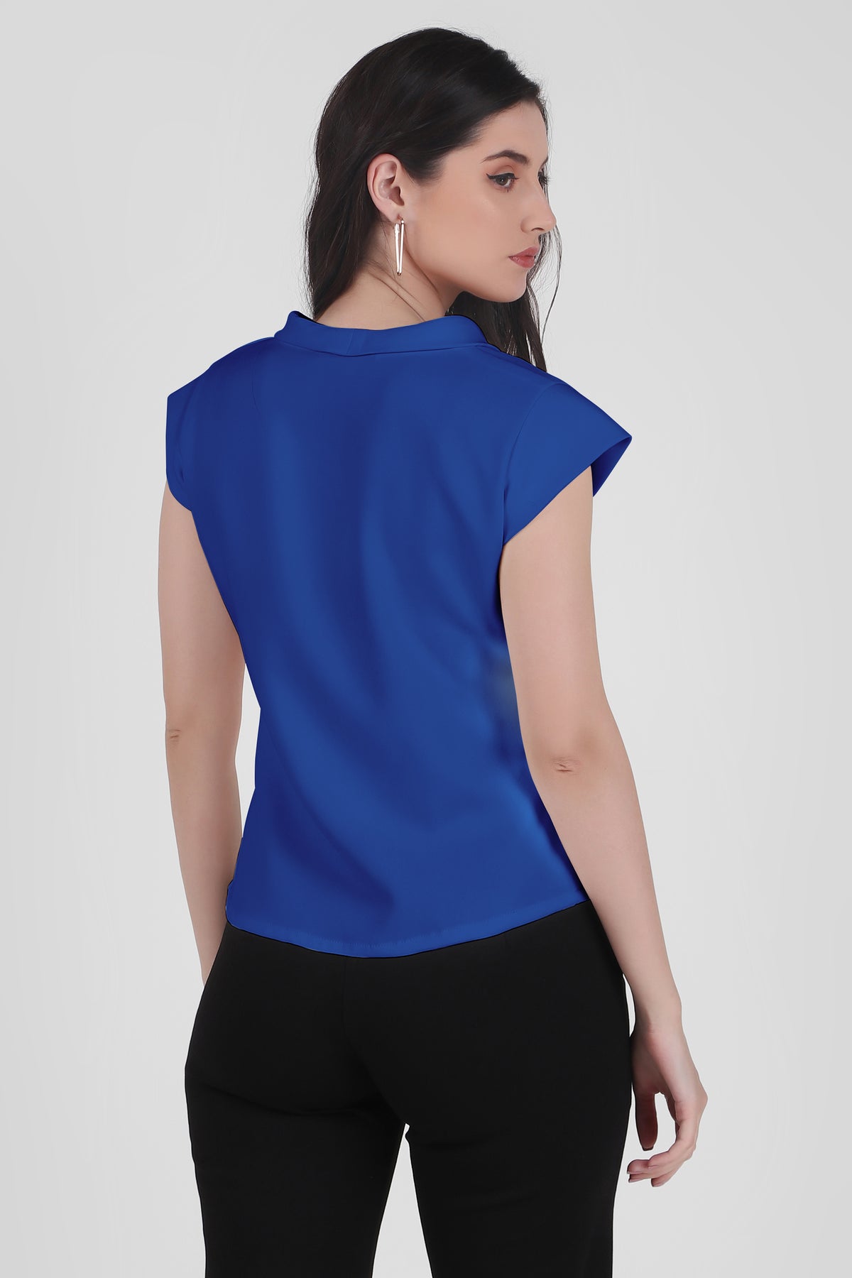 Timeless Draped Neck Top, Blue