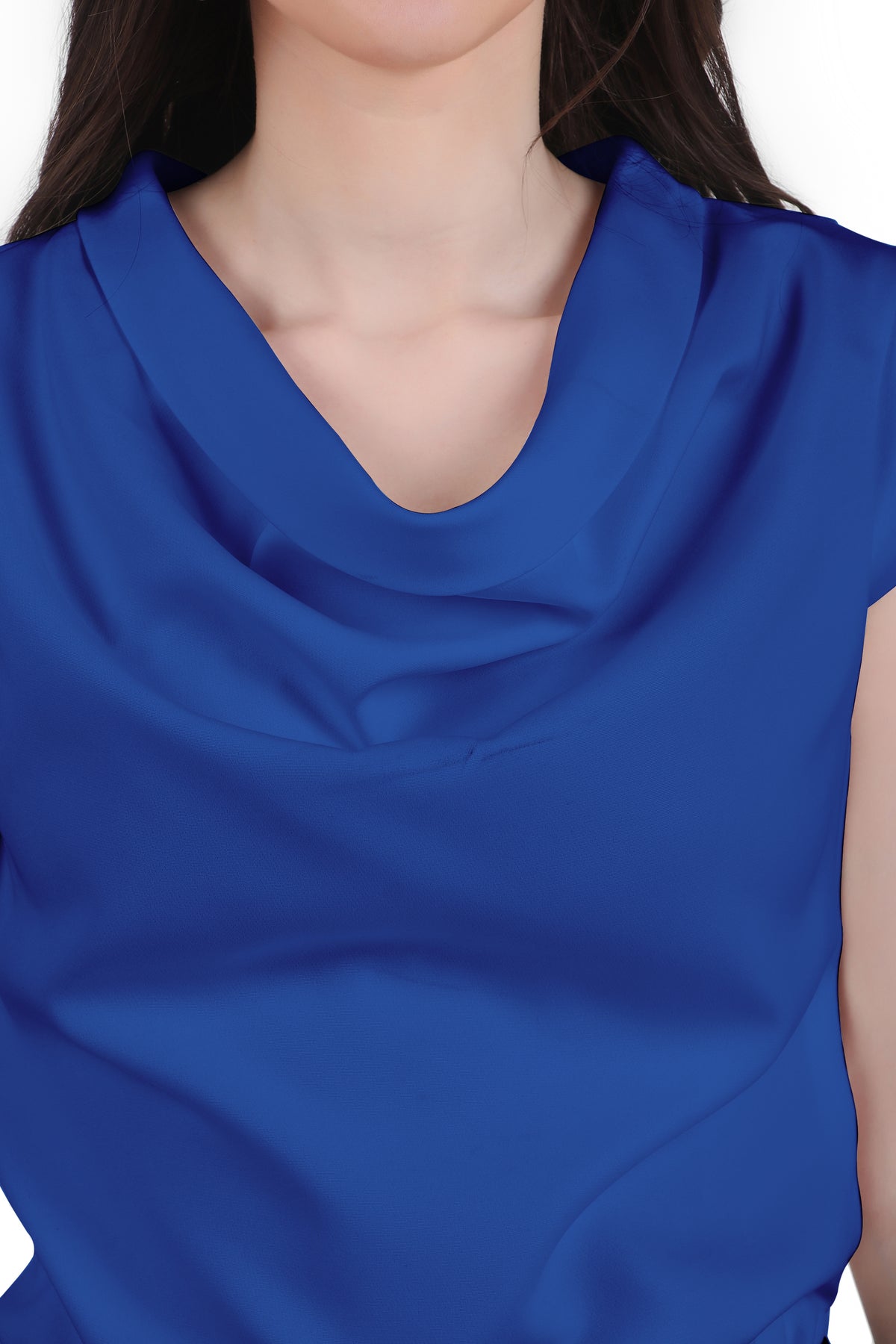 Timeless Draped Neck Top, Blue