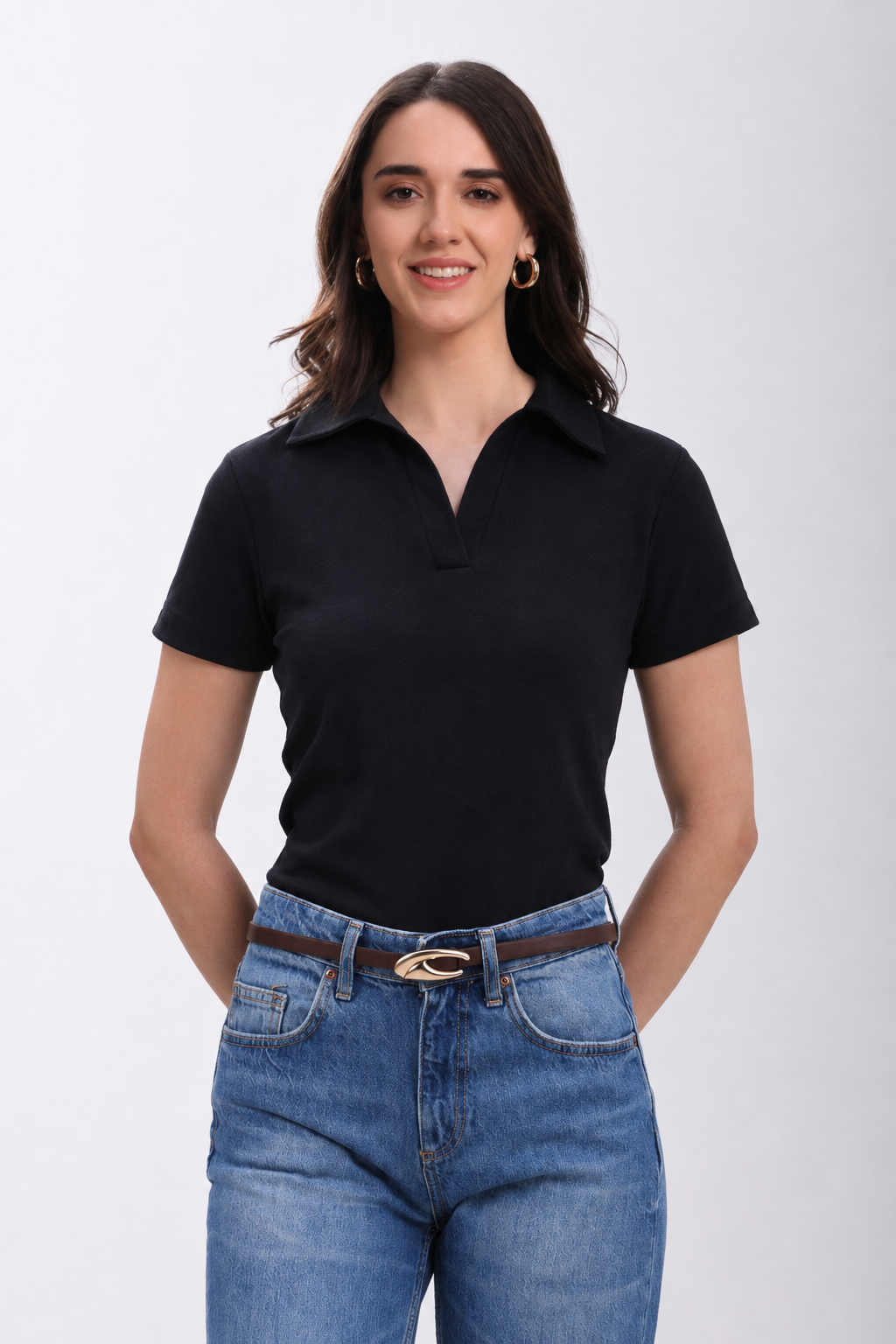 Classic Cotton Polo T-Shirt – Black