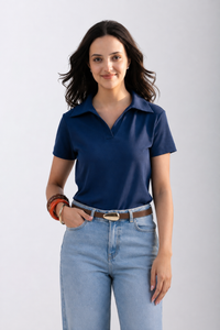 Classic Cotton Polo T-Shirt – Blue
