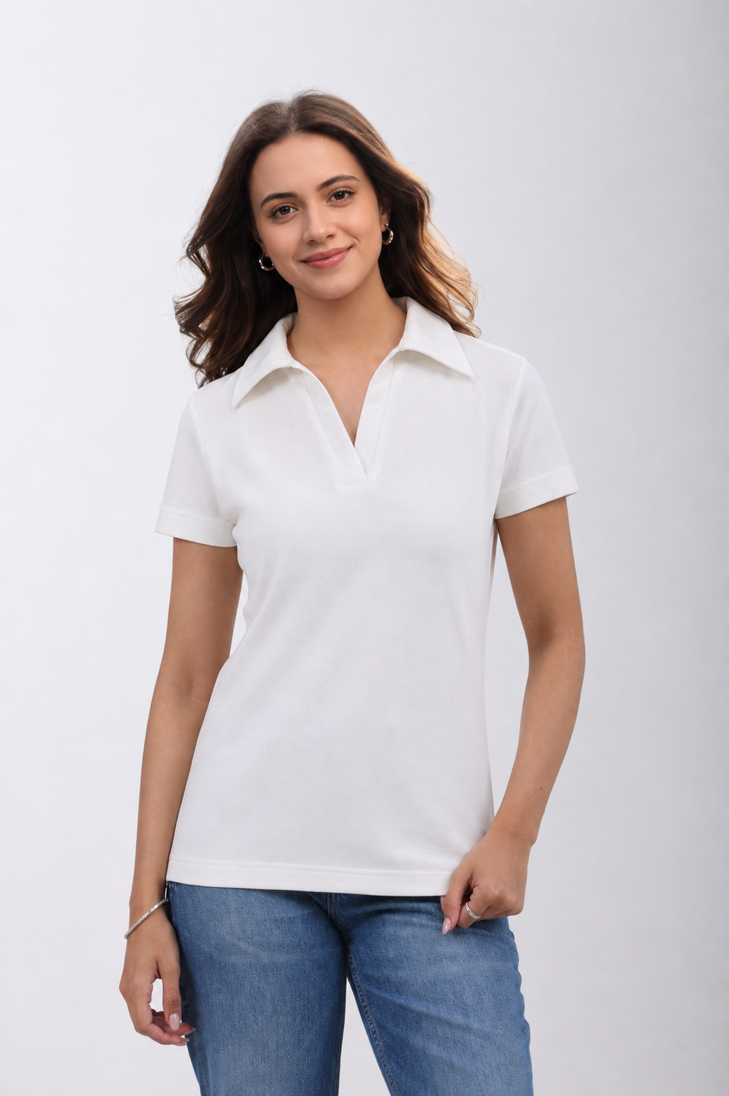 Classic Cotton Polo T-Shirt – White