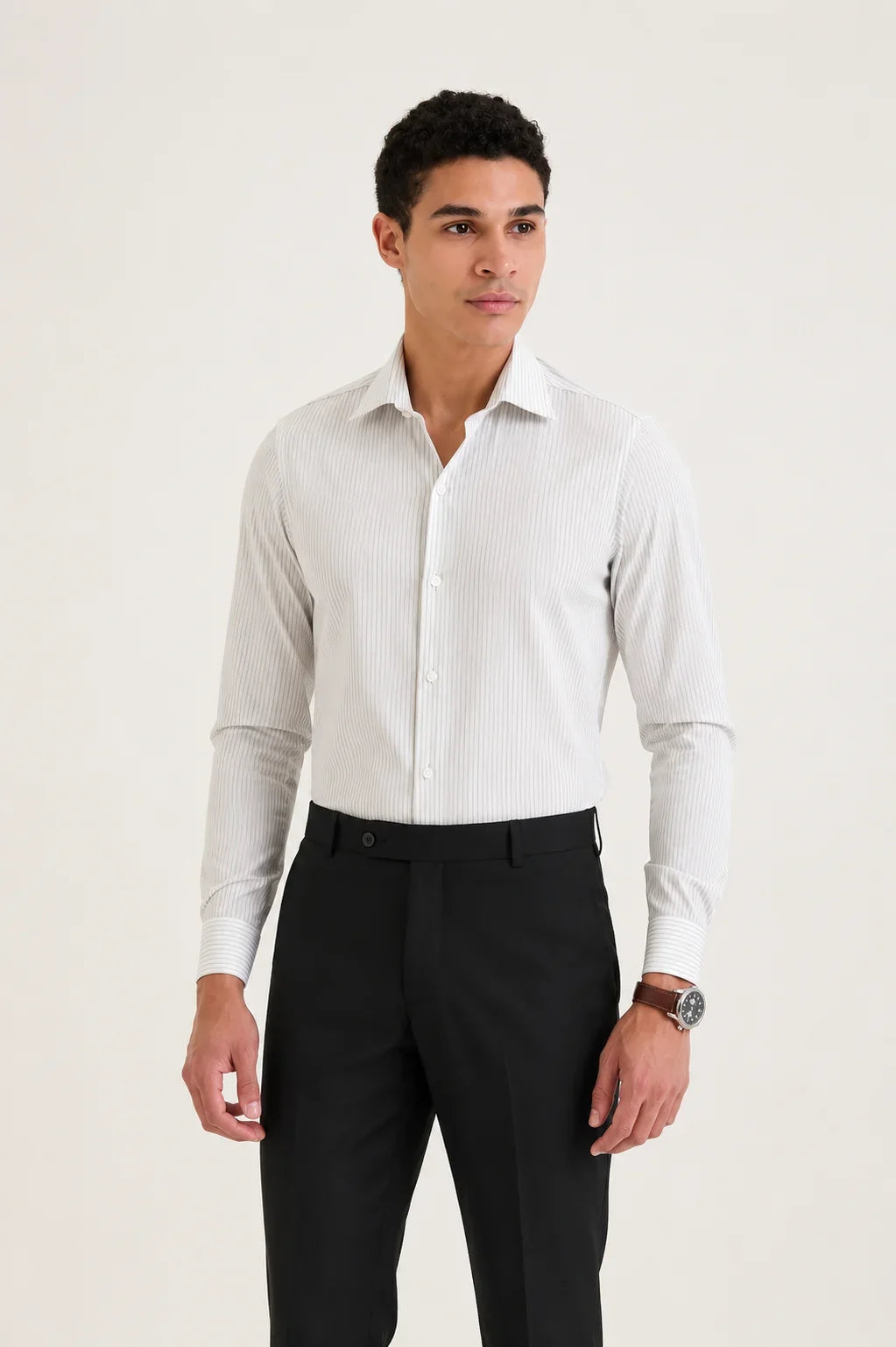Grey Pencil Stripe Shirt 1