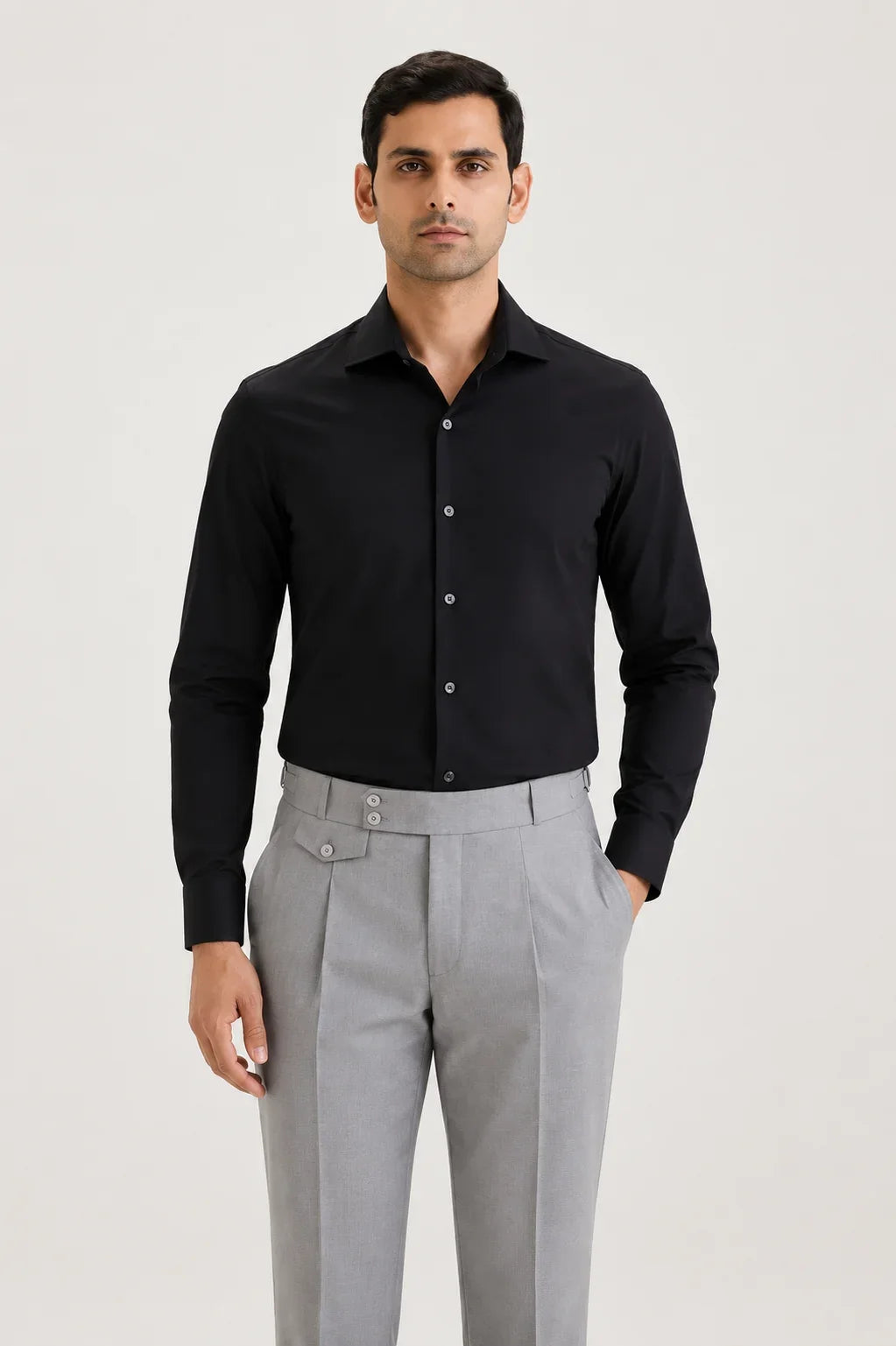 Black Cotton Sateen Shirt 1
