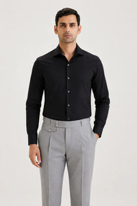 Black Cotton Sateen Shirt