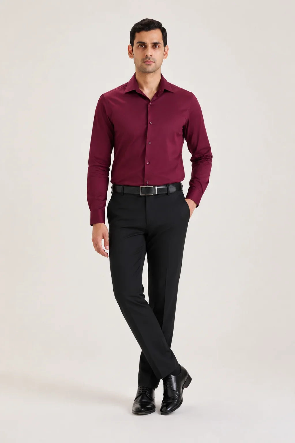 Wine Cotton Sateen Shirt 2