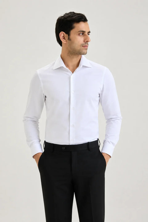 Ice White Cotton Sateen Shirt 1