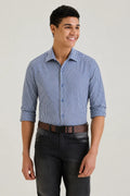 Navy Gingham Check Shirt 1