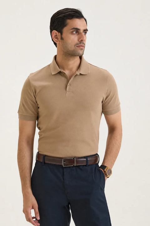 Tan Brown Classic Polo T-Shirt 1