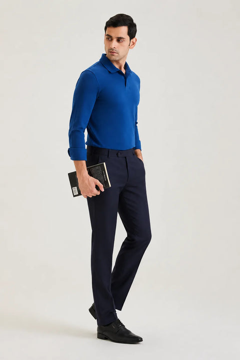 Navy Long Sleeve Polo T-shirt 2