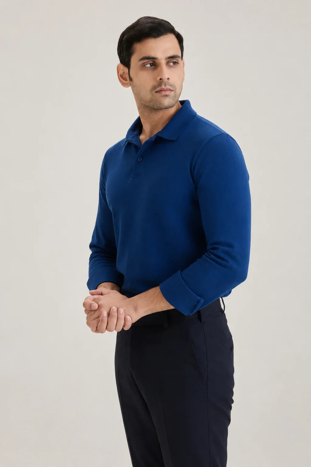 Navy Long Sleeve Polo T-shirt 1