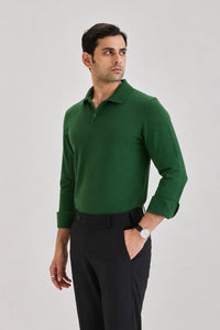 Green Long Sleeve Polo T-shirt