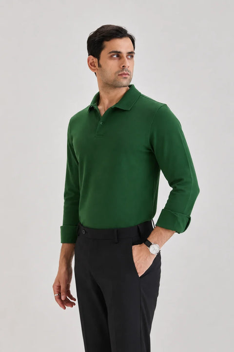 Green Long Sleeve Polo T-shirt 1