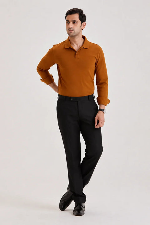 Brown Long Sleeve Polo T-shirt 2