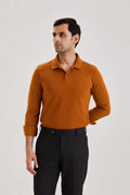 Brown Long Sleeve Polo T-shirt 1