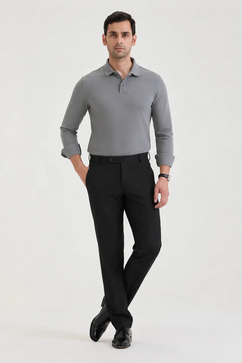 Light Grey Long Sleeve Polo T-shirt 2
