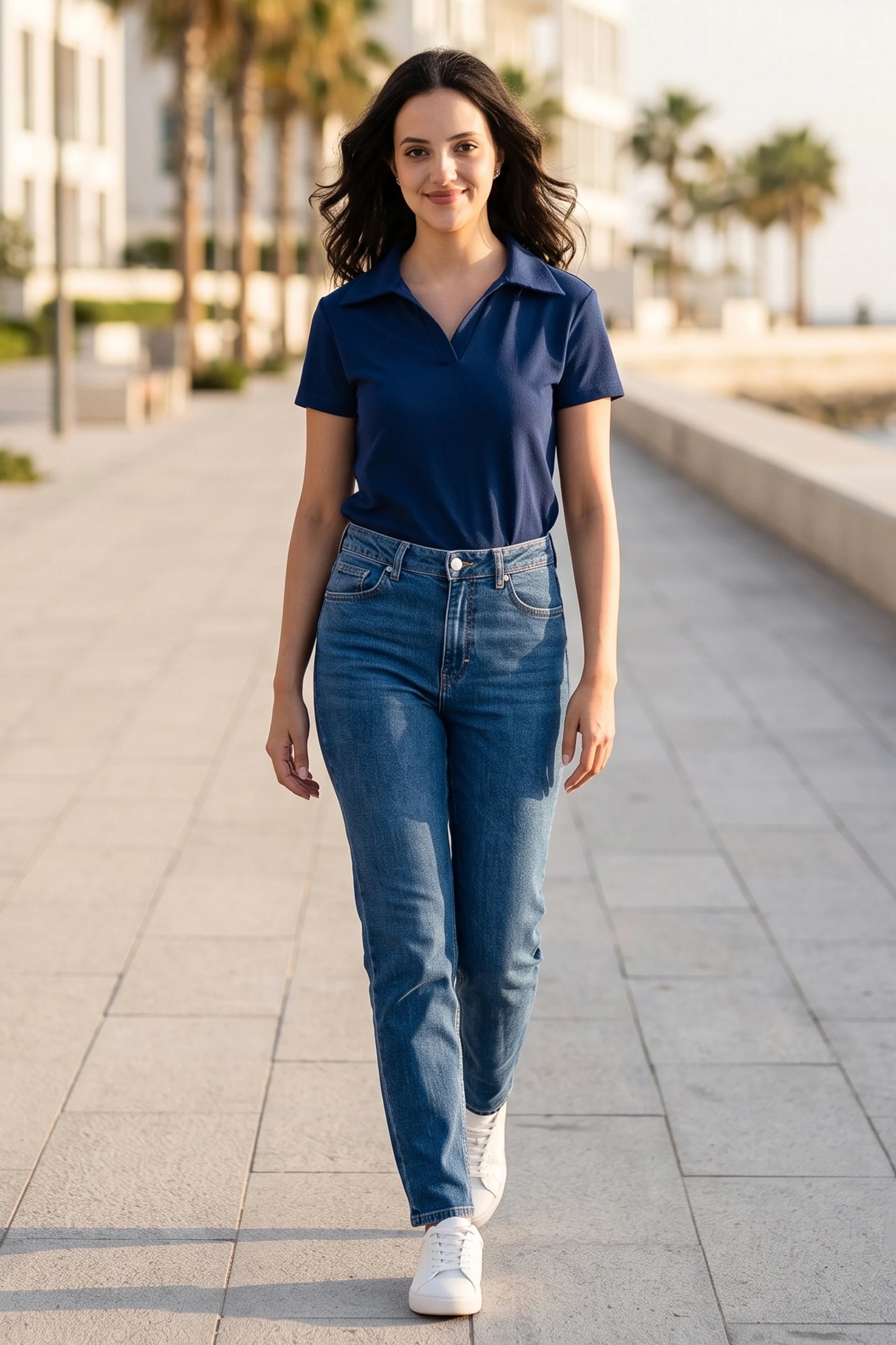 Classic Cotton Polo T-Shirt – Blue