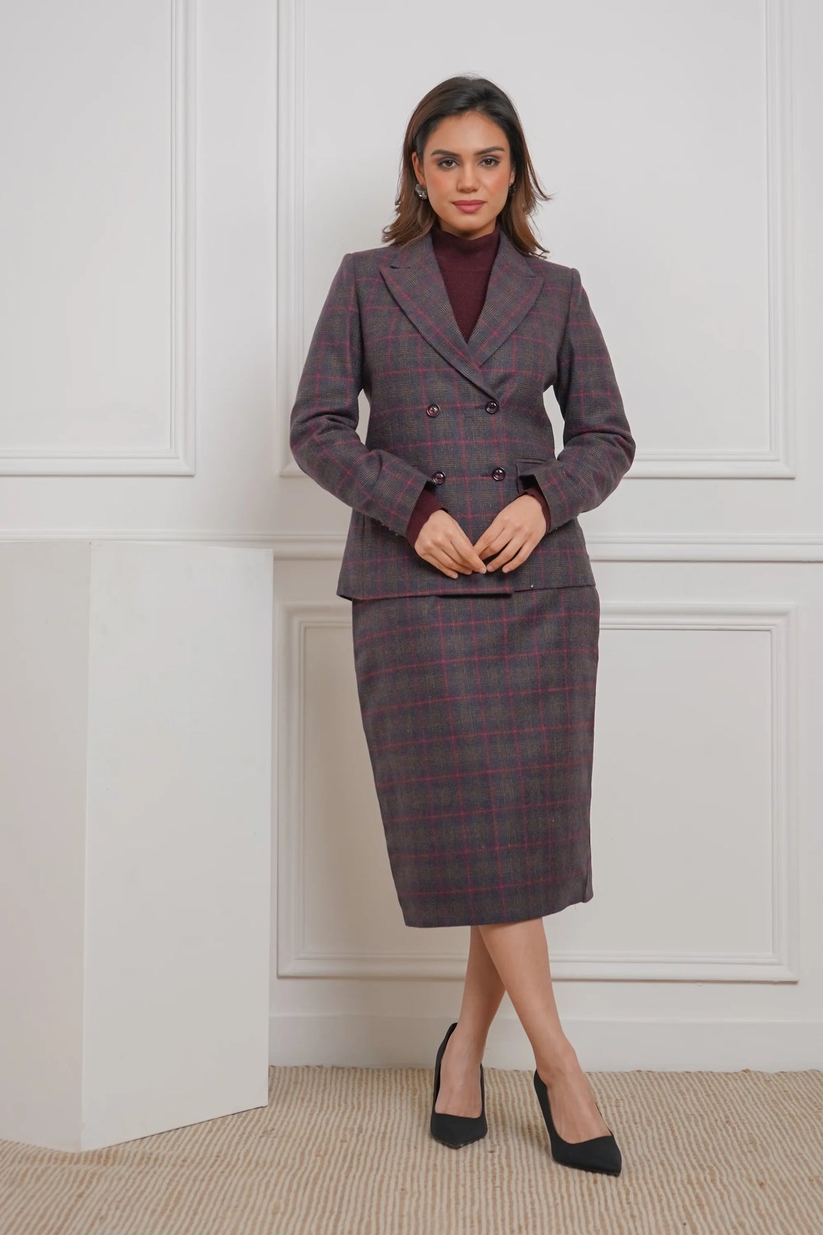 Navy Knockout, Blazer with Skirt Set