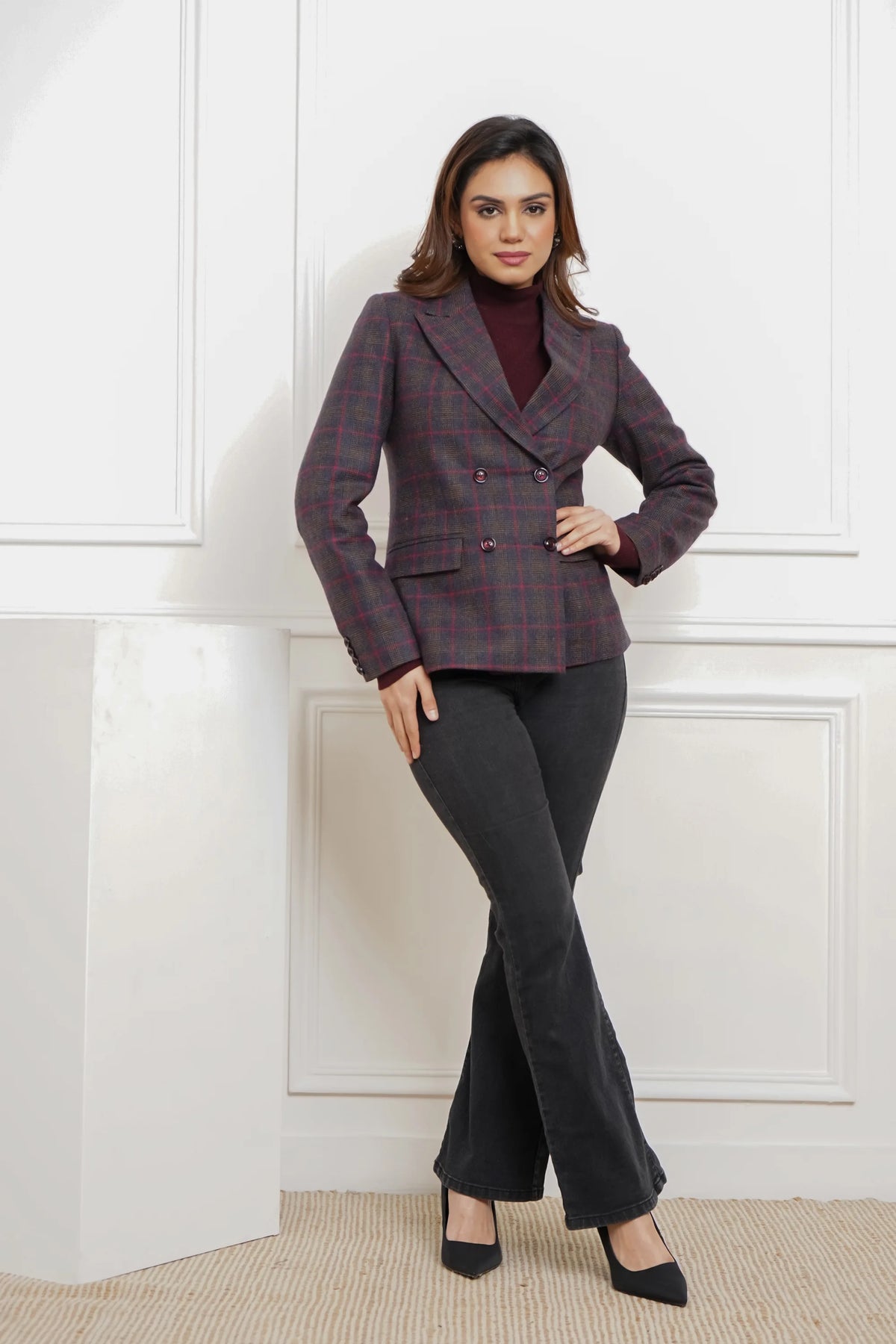 Blue-tiful Boss Plaid Wool Blazer