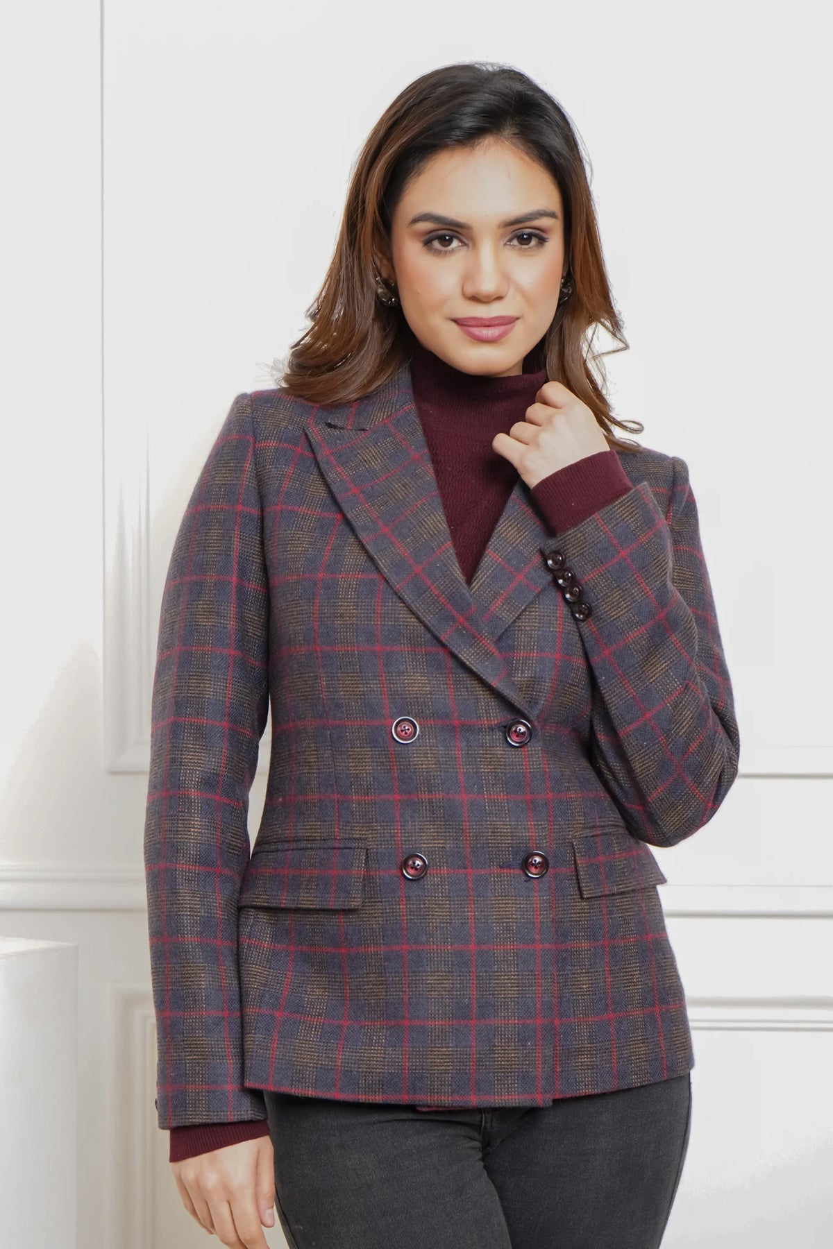 Blue-tiful Boss Plaid Wool Blazer