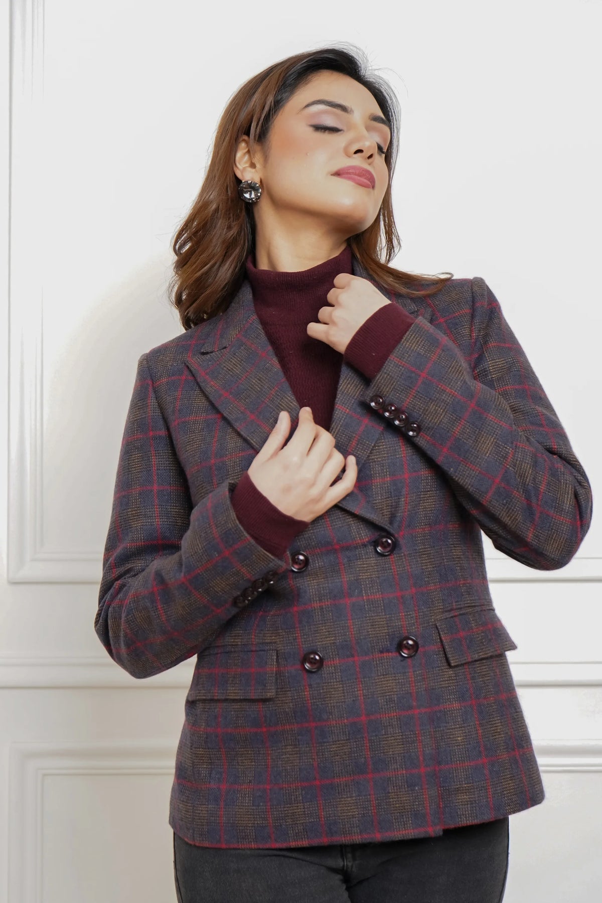 Blue-tiful Boss Plaid Wool Blazer