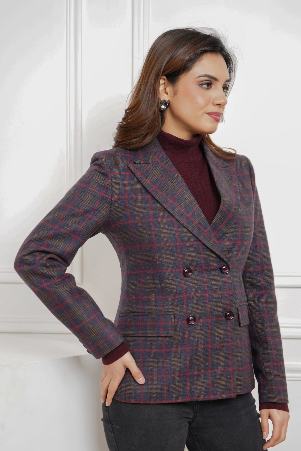 Blue-tiful Boss Plaid Wool Blazer