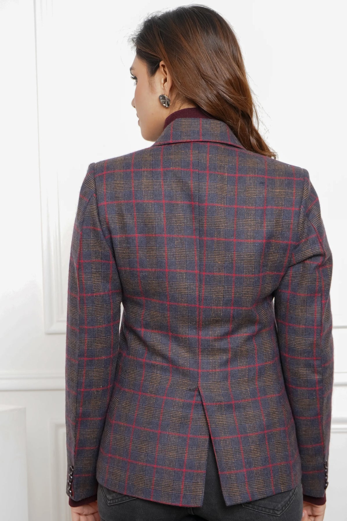 Blue-tiful Boss Plaid Wool Blazer