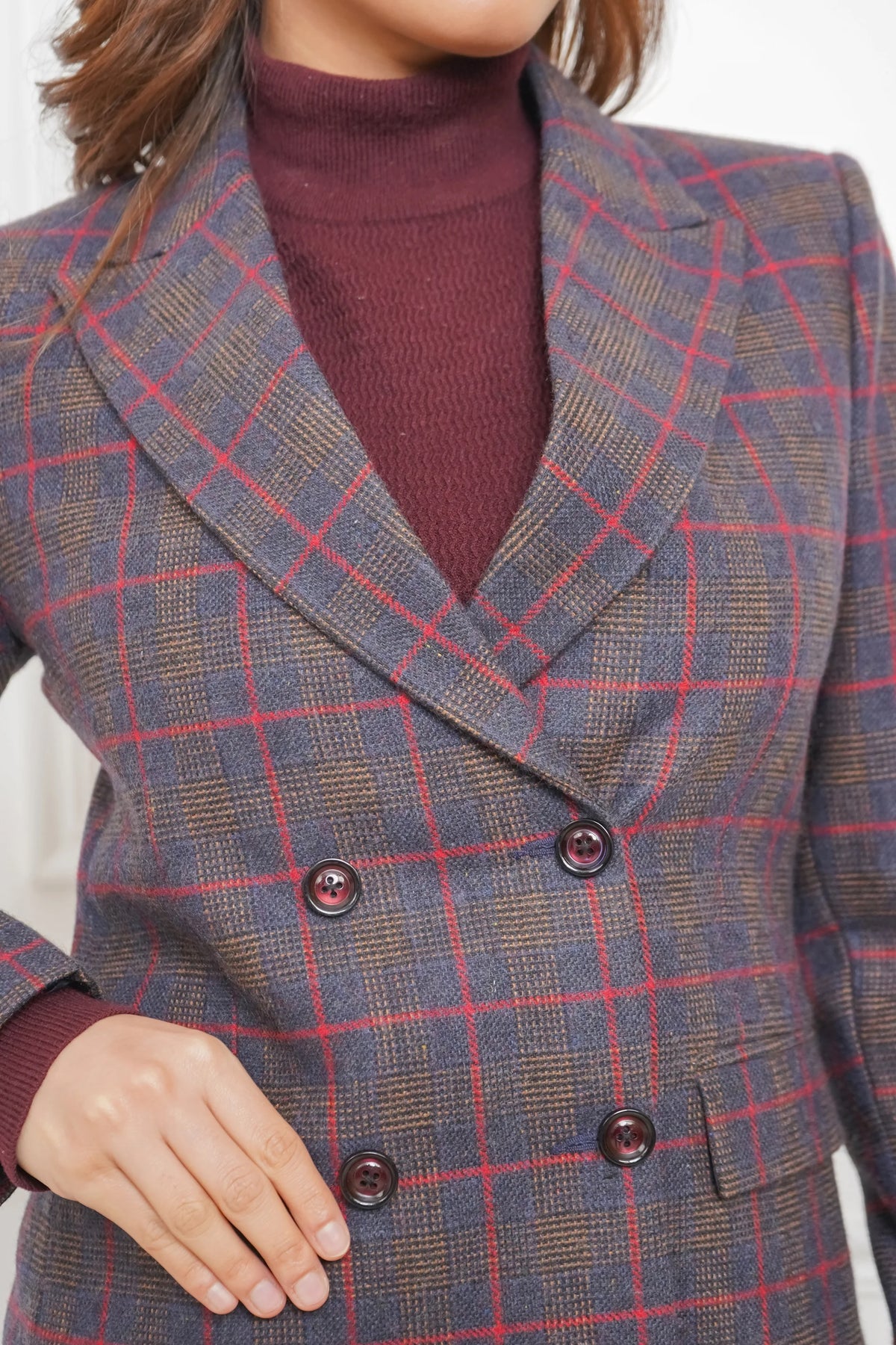 Blue-tiful Boss Plaid Wool Blazer