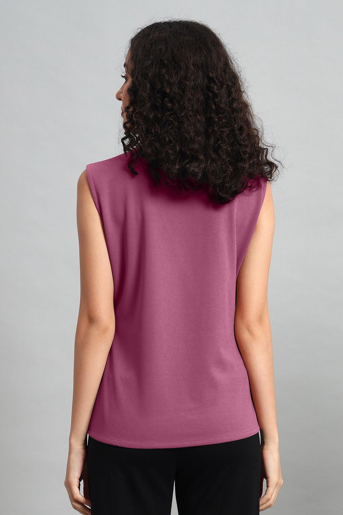 V-Neck Charm Relaxed Top, Dusky Mauve