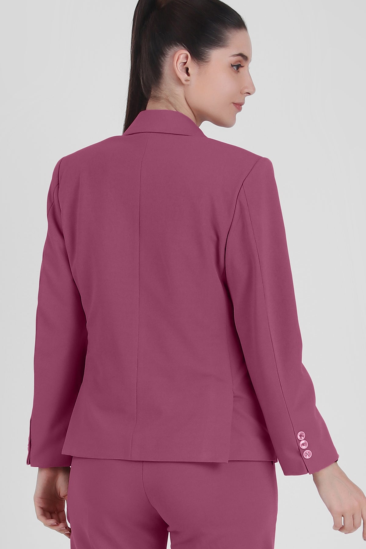 Stretch Crepe Single Breasted Blazer, Dusky Mauve