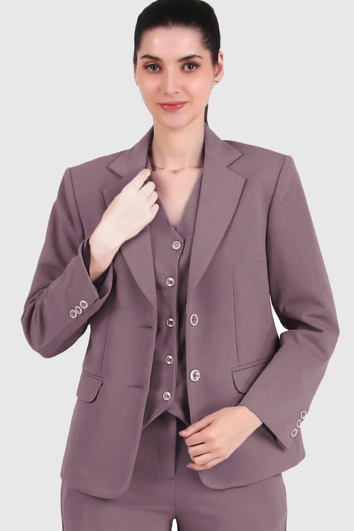 Stretch Crepe Single Breasted Blazer, Dusty Pink