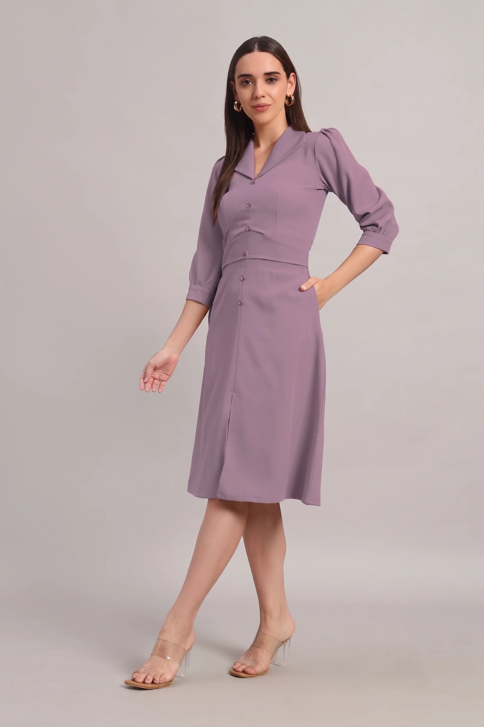 Full Sleeves Midi Dress – Dusty Blush Pink