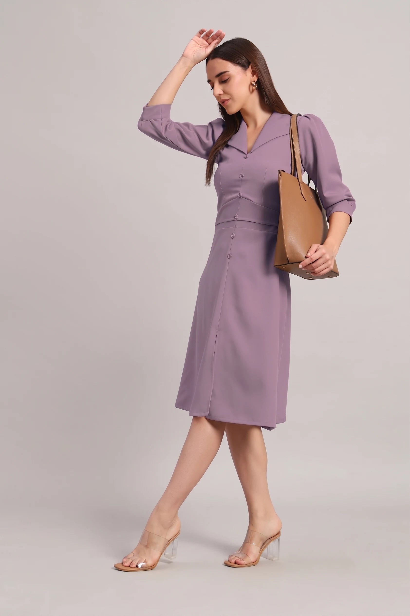 Full Sleeves Midi Dress – Dusty Blush Pink