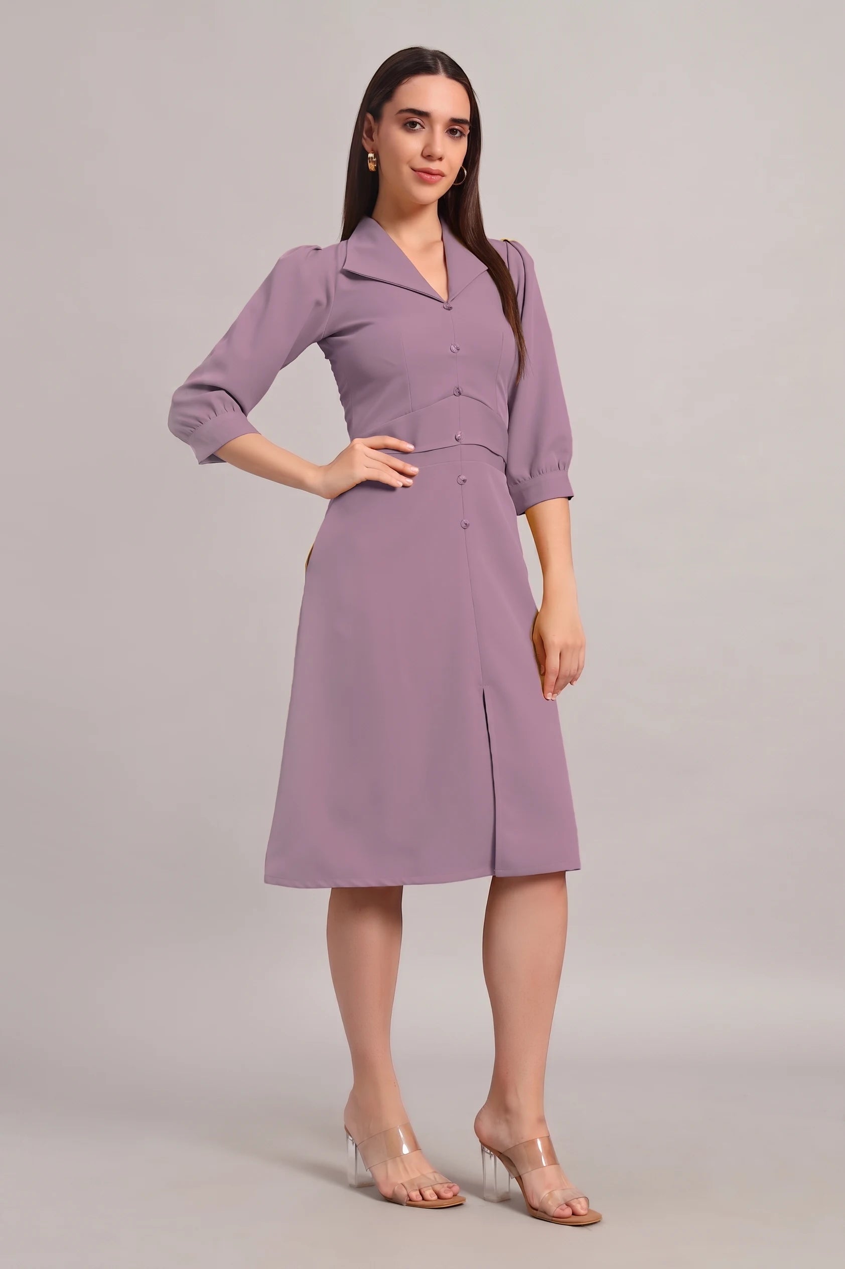 Full Sleeves Midi Dress – Dusty Blush Pink