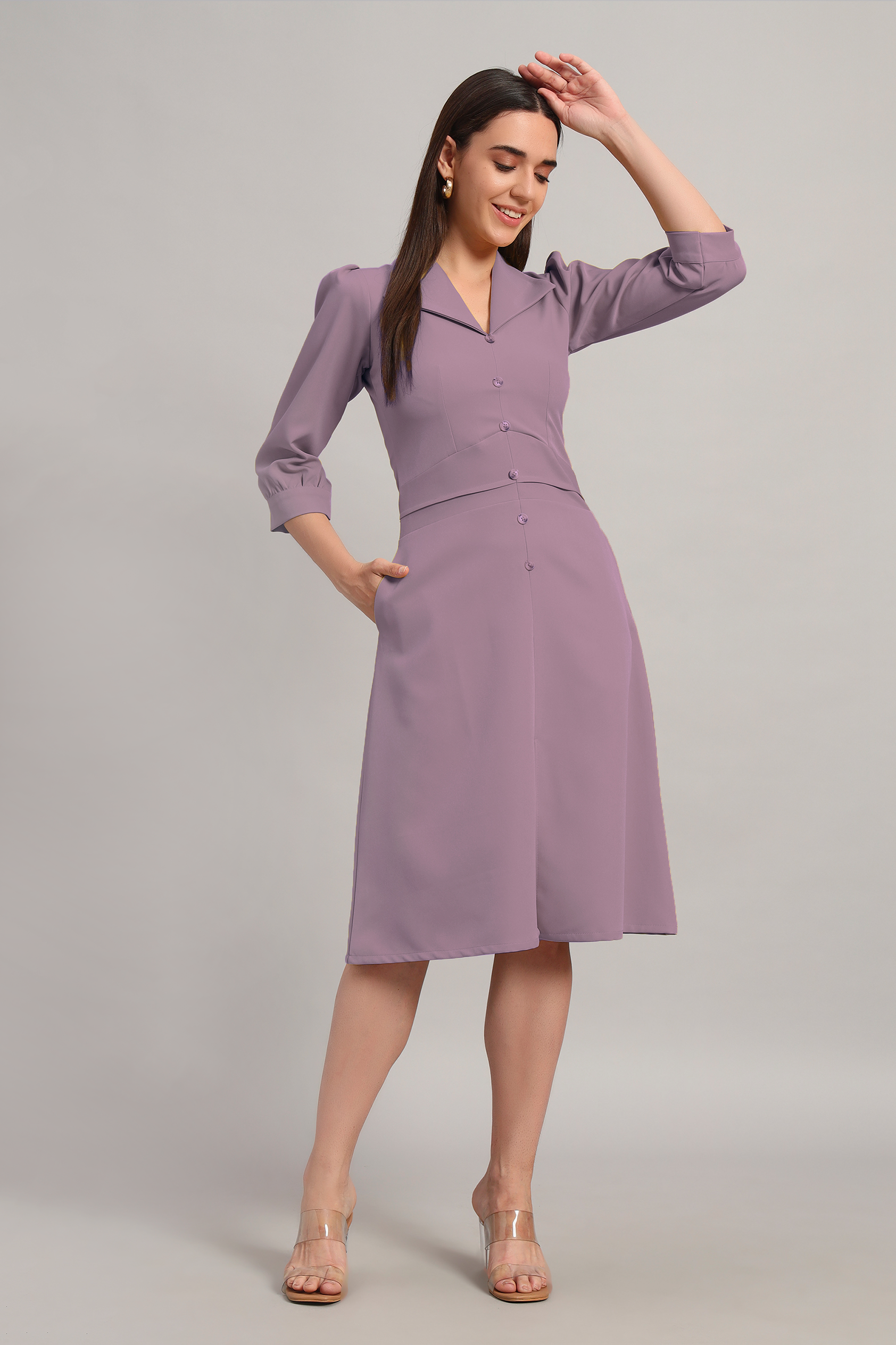 Full Sleeves Midi Dress – Dusty Blush Pink