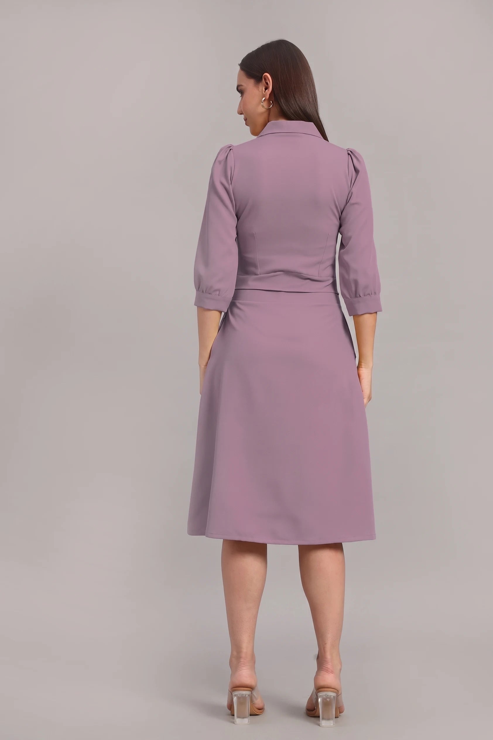 Full Sleeves Midi Dress – Dusty Blush Pink
