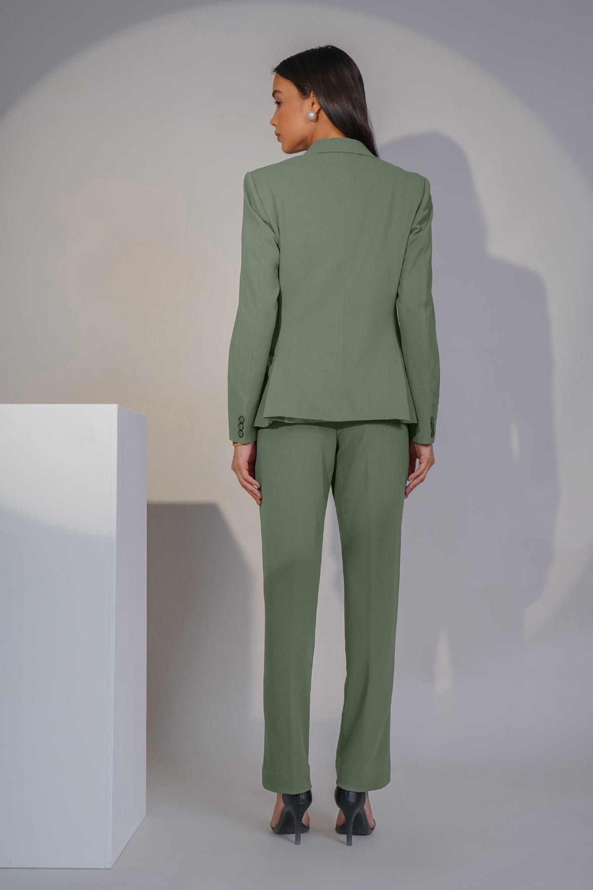 Eternal Office Blazer with Pants Power Suit, Olive Green