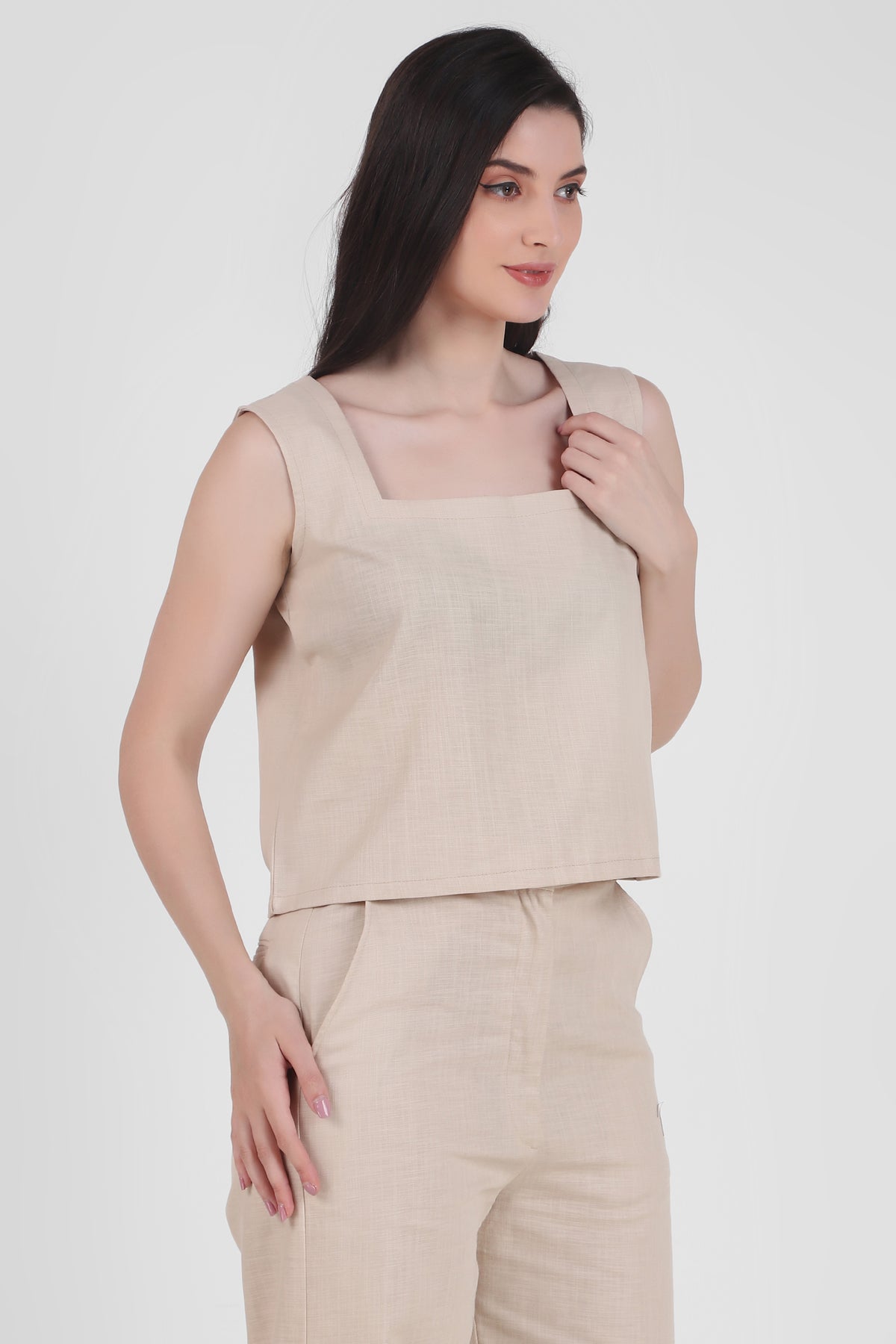 Beige Bliss Linen Co-ord Set