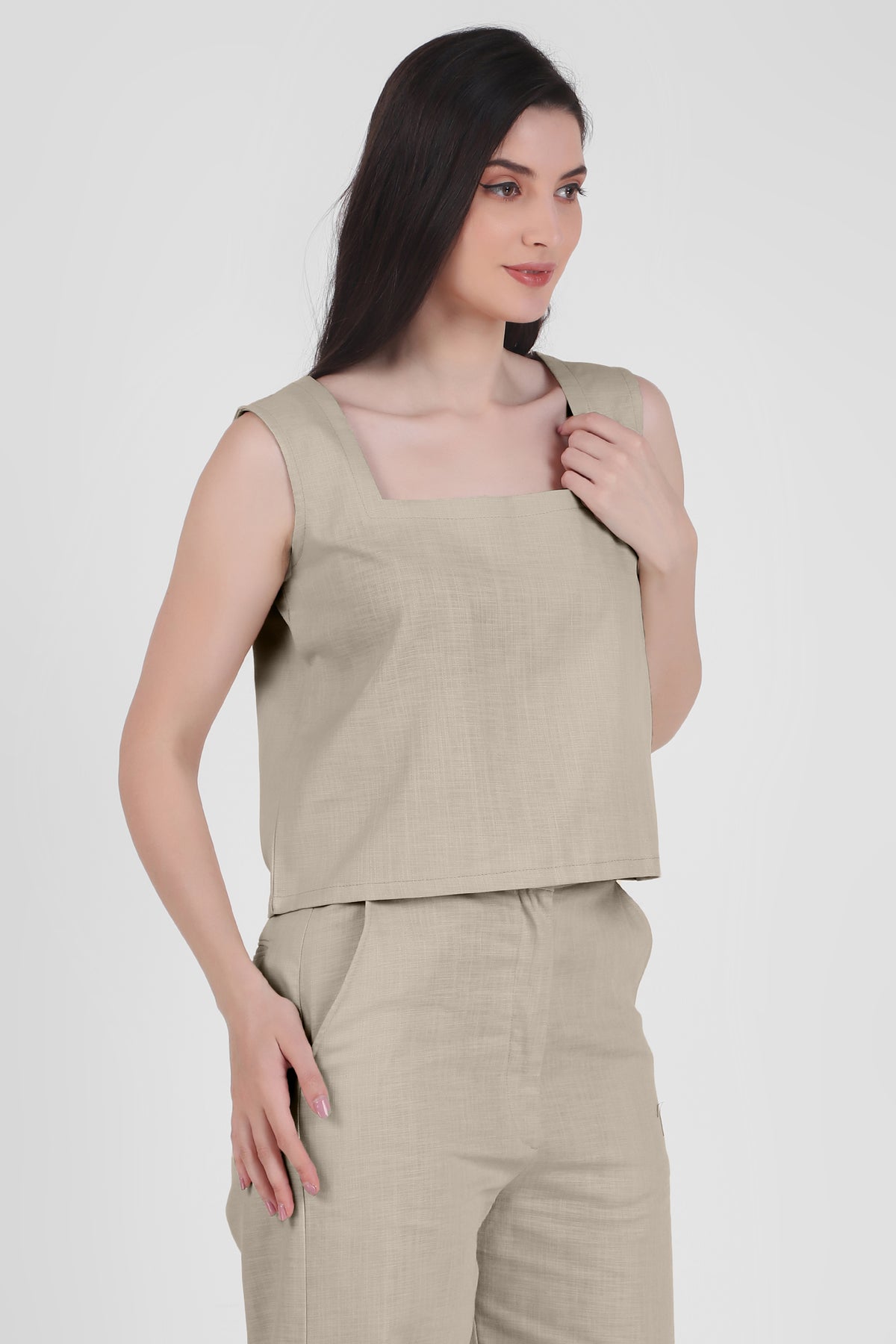 Beige Bliss Linen Co-ord Set