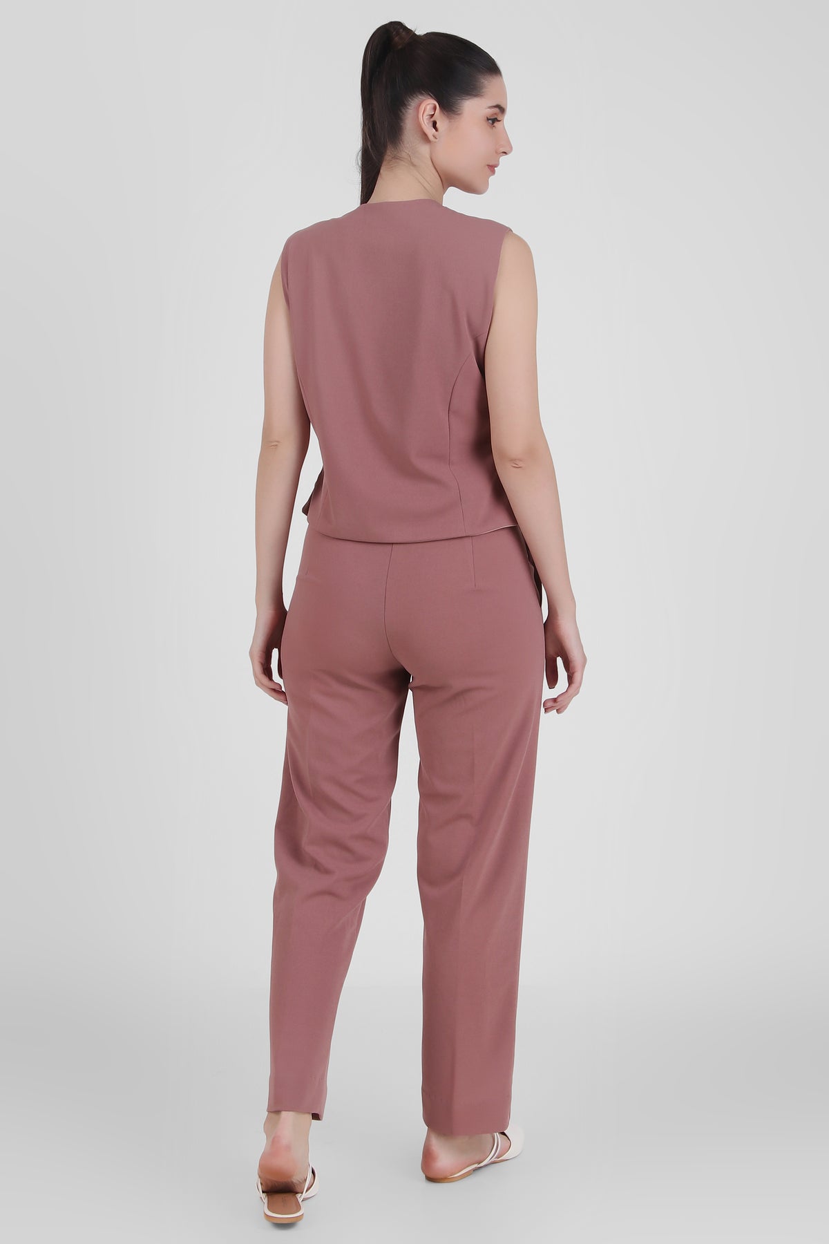 Waistcoat And Trousers Co-ord Set - Dusky Rose